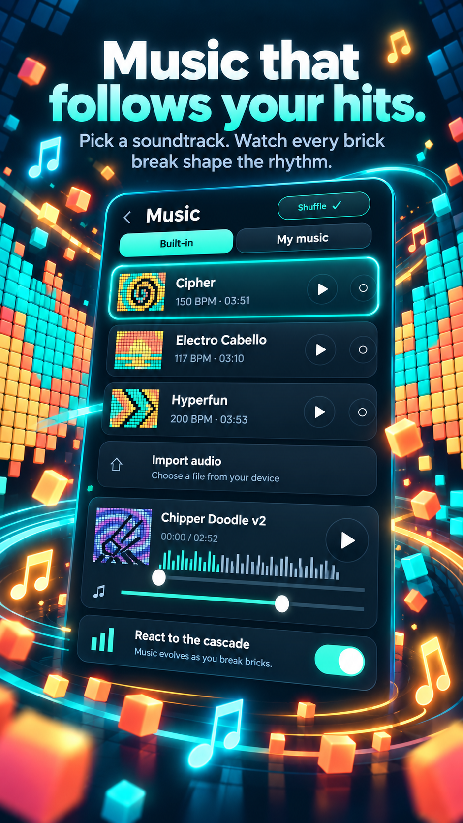 Built-in and imported music